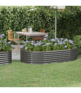 vidaXL Garden Raised Bed Galvanised Steel 175x100x36 cm Grey — Size: 175 x 100 x 36 cm