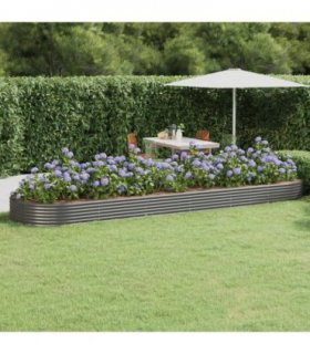 vidaXL Garden Raised Bed Galvanised Steel 523x140x36 cm Grey — Size: 523 x 140 x 36 cm