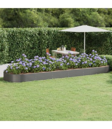 vidaXL Garden Raised Bed Galvanised Steel 523x140x36 cm Grey — Size: 523 x 140 x 36 cm