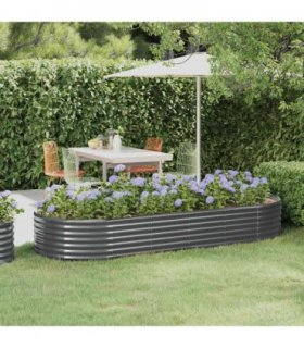 vidaXL Garden Raised Bed Galvanised Steel 249x100x36 cm Anthracite — Size: 249 x 100 x 36 cm