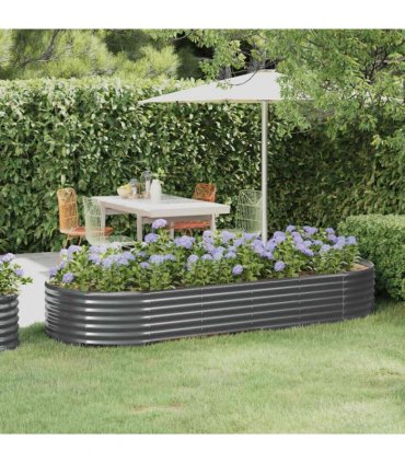 vidaXL Garden Raised Bed Galvanised Steel 249x100x36 cm Anthracite — Size: 249 x 100 x 36 cm