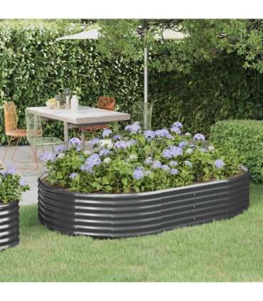 vidaXL Garden Raised Bed Galvanised Steel 214x140x36 cm Anthracite — Size: 214 x 140 x 36 cm