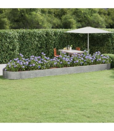 vidaXL Garden Raised Bed Galvanised Steel 600x140x36 cm Silver — Size: 600 x 140 x 36 cm
