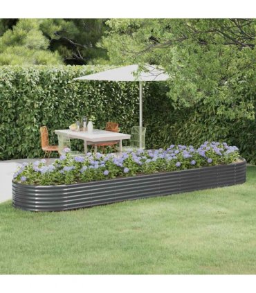 vidaXL Garden Raised Bed Galvanised Steel 396x100x36 cm Anthracite — Size: 396 x 100 x 36 cm
