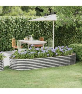 vidaXL Garden Raised Bed Galvanised Steel 249x100x36 cm Silver — Size: 249 x 100 x 36 cm