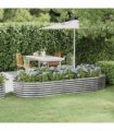 vidaXL Garden Raised Bed Galvanised Steel 249x100x36 cm Silver — Size: 249 x 100 x 36 cm