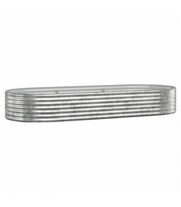 vidaXL Garden Raised Bed Galvanised Steel 249x100x36 cm Silver — Size: 249 x 100 x 36 cm