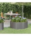 vidaXL Garden Raised Bed Galvanised Steel 100x100x36 cm Grey — Size: 100 x 100 x 36 cm