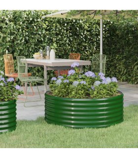 vidaXL Garden Raised Bed Galvanised Steel 100x100x36 cm Green — Size: 100 x 100 x 36 cm