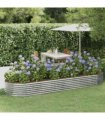 vidaXL Garden Raised Bed Galvanised Steel 322x100x36 cm Silver — Size: 322 x 100 x 36 cm