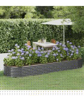 vidaXL Garden Raised Bed Galvanised Steel 322x100x36 cm Anthracite — Size: 322 x 100 x 36 cm