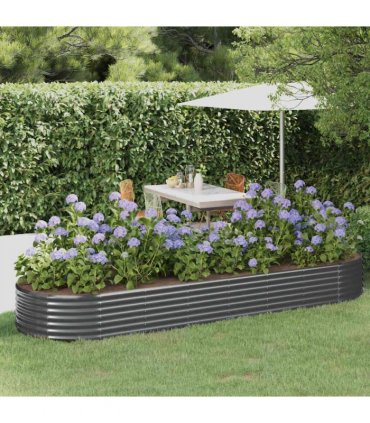 vidaXL Garden Raised Bed Galvanised Steel 322x100x36 cm Anthracite — Size: 322 x 100 x 36 cm