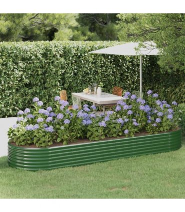 vidaXL Garden Raised Bed Galvanised Steel 322x100x36 cm Green — Size: 322 x 100 x 36 cm