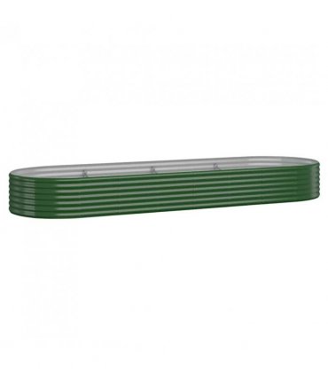 vidaXL Garden Raised Bed Galvanised Steel 322x100x36 cm Green — Size: 322 x 100 x 36 cm
