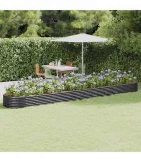 vidaXL Garden Raised Bed Galvanised Steel 544x100x36 cm Anthracite — Size: 544 x 100 x 36 cm