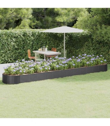 vidaXL Garden Raised Bed Galvanised Steel 544x100x36 cm Anthracite — Size: 544 x 100 x 36 cm