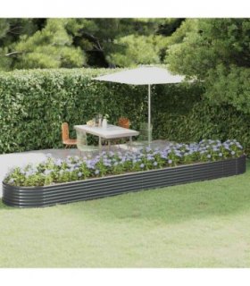 vidaXL Garden Raised Bed Galvanised Steel 507x100x36 cm Anthracite — Size: 507 x 100 x 36 cm