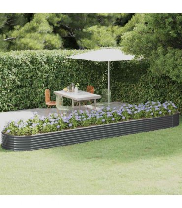 vidaXL Garden Raised Bed Galvanised Steel 507x100x36 cm Anthracite — Size: 507 x 100 x 36 cm