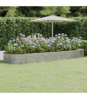 vidaXL Garden Raised Bed Galvanised Steel 373x140x36 cm Silver — Size: 373 x 140 x 36 cm
