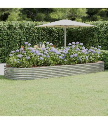 vidaXL Garden Raised Bed Galvanised Steel 373x140x36 cm Silver — Size: 373 x 140 x 36 cm