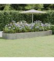 vidaXL Garden Raised Bed Galvanised Steel 373x140x36 cm Silver — Size: 373 x 140 x 36 cm