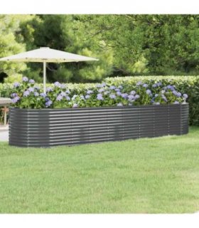 vidaXL Garden Raised Bed | Anthracite | Powder-coated steel | 396x100x68 cm — Size: 396 x 100 x 68 cm