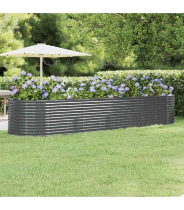 vidaXL Garden Raised Bed | Anthracite | Powder-coated steel | 396x100x68 cm — Size: 396 x 100 x 68 cm