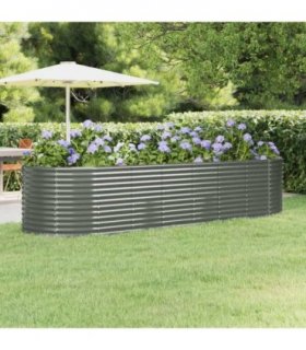 vidaXL Garden Raised Bed | Grey | Powder-coated steel | Large | Planters — Size: 322 x 100 x 68 cm