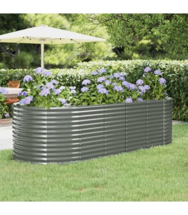 vidaXL Garden Raised Bed Galvanised Steel 249x100x68 cm Grey — Size: 249 x 100 x 68 cm