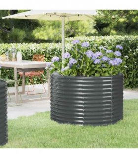 vidaXL Garden Raised Bed Galvanised Steel 100x100x68 cm Anthracite — Size: 100 x 100 x 68 cm