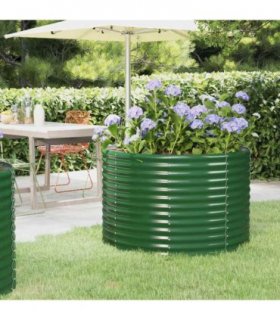 vidaXL Garden Raised Bed Galvanised Steel 100x100x68 cm Green — Size: 100 x 100 x 68 cm