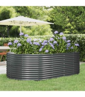 vidaXL Garden Raised Bed Anthracite 212x140x68 cm Galvanised Steel — Size: 212 x 140 x 68 cm