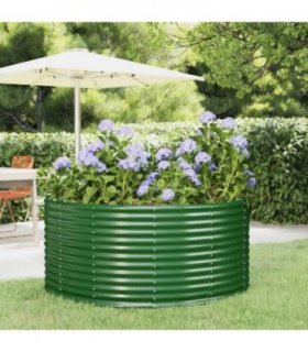 vidaXL Garden Raised Bed Green 140x140x68 cm Galvanised Steel — Size: 140 x 140 x 68 cm