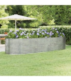 vidaXL Garden Raised Bed Galvanised Steel 322x100x68 cm Silver — Size: 322 x 100 x 68 cm