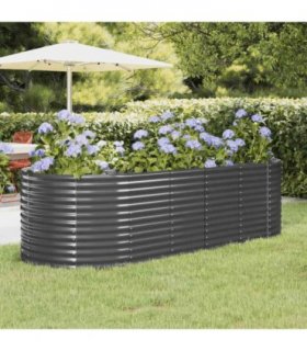 vidaXL Garden Raised Bed | Anthracite | Powder-coated steel — Size: 249 x 100 x 68 cm