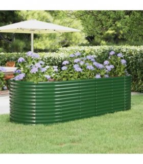 vidaXL Garden Raised Bed Galvanised Steel 249x100x68 cm Green — Size: 249 x 100 x 68 cm