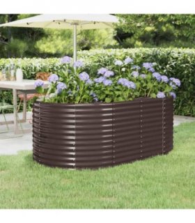 vidaXL Garden Raised Bed Powder-coated Steel 175x100x68 cm Brown — Size: 175 x 100 x 68 cm