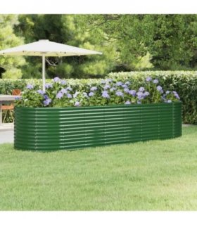 vidaXL Garden Raised Bed | Green | Powder-coated steel | Large — Size: 322 x 100 x 68 cm