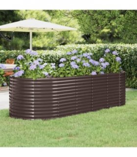 vidaXL Garden Raised Bed Galvanised Steel 249x100x68 cm Brown — Size: 249 x 100 x 68 cm