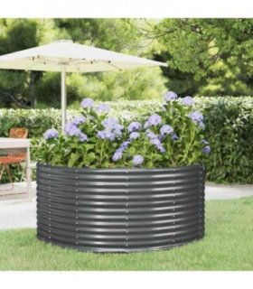 vidaXL Garden Raised Bed Anthracite 140x140x68 cm Galvanised Steel — Size: 140 x 140 x 68 cm