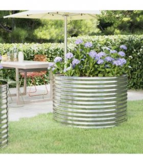 vidaXL Garden Raised Bed Galvanised Steel 100x100x68 cm Silver — Size: 100 x 100 x 68 cm