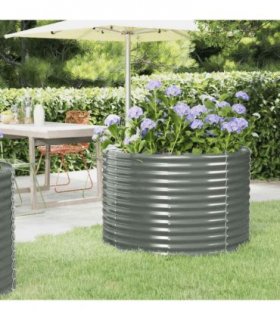 vidaXL Garden Raised Bed Galvanised Steel 100x100x68 cm Grey — Size: 100 x 100 x 68 cm