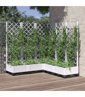 vidaXL Garden Planter with Trellis White 120x120x121.5 cm PP