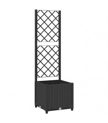 vidaXL Garden Planter with Trellis Black 40x40x136 cm PP