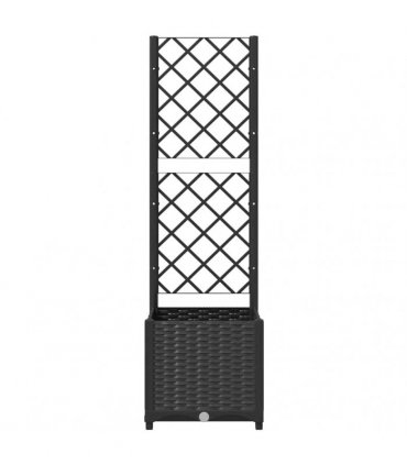 vidaXL Garden Planter with Trellis Black 40x40x136 cm PP