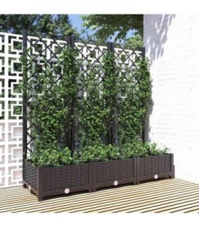 vidaXL Garden Planter with Trellis Black 120x40x121.5 cm PP