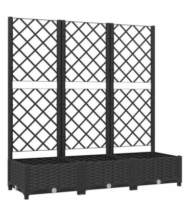 vidaXL Garden Planter with Trellis Black 120x40x121.5 cm PP