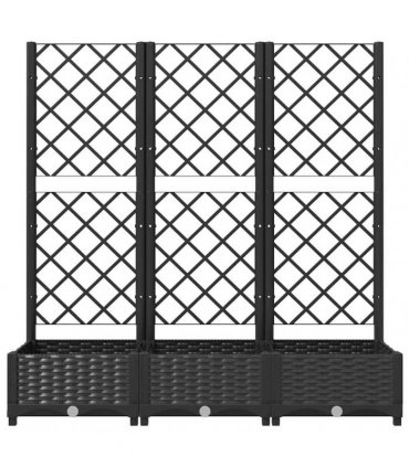 vidaXL Garden Planter with Trellis Black 120x40x121.5 cm PP