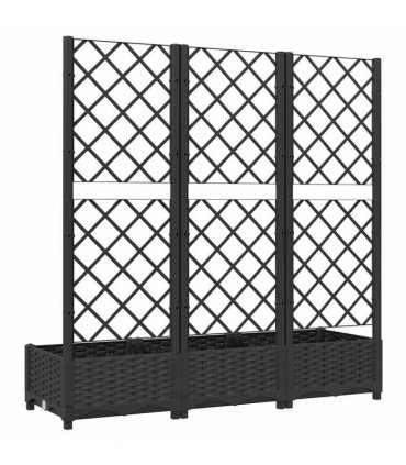 vidaXL Garden Planter with Trellis Black 120x40x121.5 cm PP