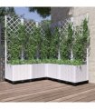 vidaXL Garden Planter with Trellis White 120x120x136 cm PP
